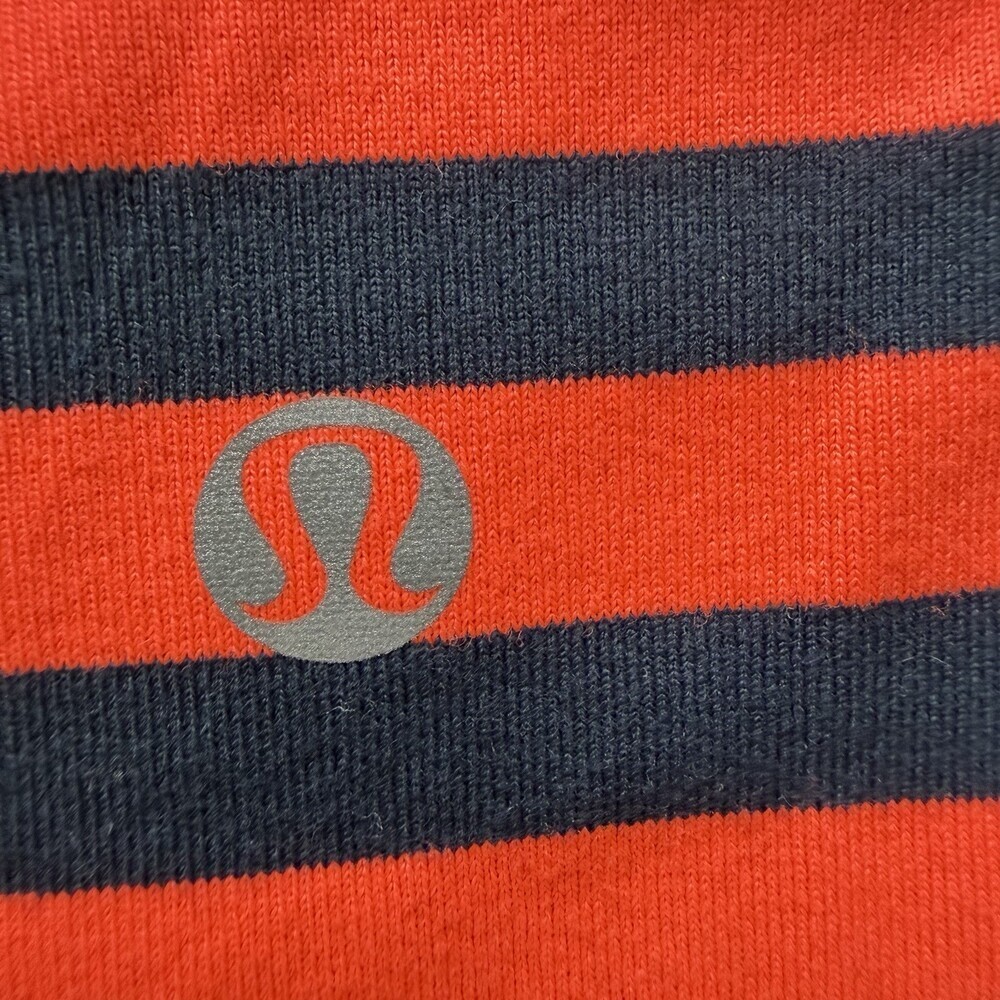Lululemon Striped Tank Top Orange Navy Blue Strappy Back Built-in Bra Size 2/4 - Picture 7 of 8